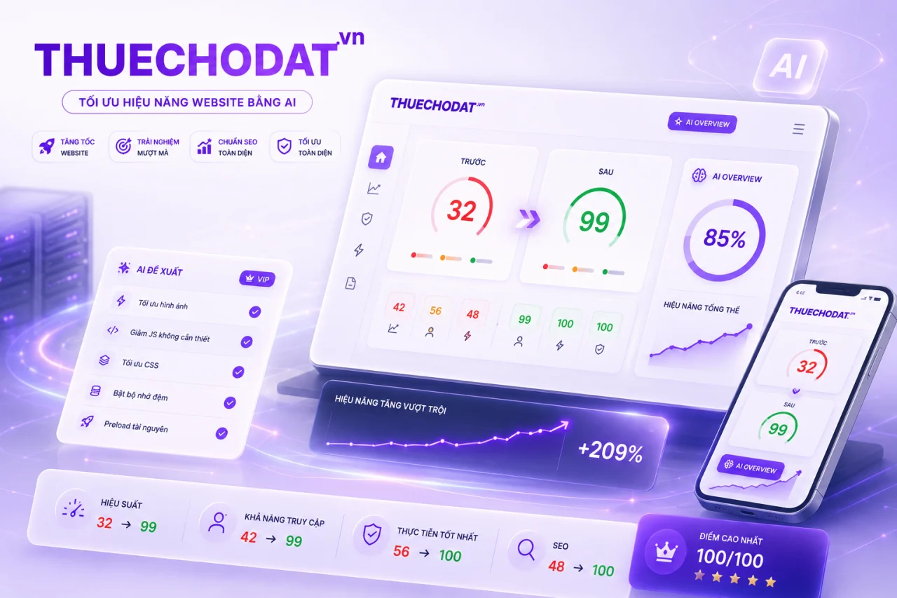 THUECHODAT.VN từ 32 lên 99 sau khi chuyển sang VPS VPSTTT